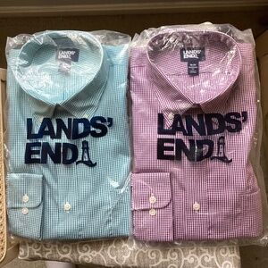 Lot of 2 NWT Men’s Lands End No-iron Supima Pinpoint Shirts